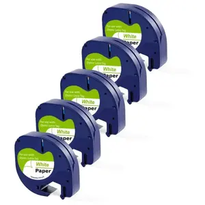 Rubans blanc - phonillico® - compatible dymo letratag - 5 pièces - 12mm x 4m - papierVendu parcdiscount
