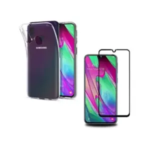 Phonillico Coque pour Samsung Galaxy A40 + Verre Trempé Integral Bord Noir Film Protection Ecran [] pas cher