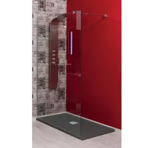 ONDEE Paroi de douche italienne - Verre trempé 8mm - Transparent - 120x200cm pas cher