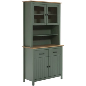 Comparateur de prix : Altobuy TINA - Buffet Haut 4 Portes 2 Tiroirs Bois Ciré et Vert