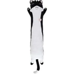 ALTOBUY Coussin Peluche Allongé Chat Noir et Blanc 100cm pas cher