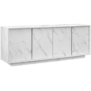 ALTOBUY Piralia - buffet 4 portes aspect marbre blanc pas cher