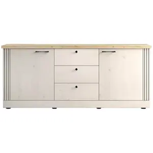 ALTOBUY Nashvil - buffet 2 portes 3 tiroirs aspect chêne blanchi et chêne clair pas cher