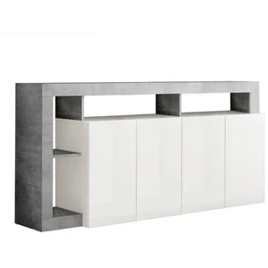 Comparateur de prix : ALTOBUY Arturo - buffet 4 portes blanc laqué encadrement niches aspect cimento