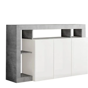 Comparateur de prix : ALTOBUY Arturo - buffet 3 portes blanc laqué encadrement niches finition aspect cimento