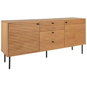 Comparateur de prix : Altobuy LOWAN - Buffet 3 Tiroirs 2 Portes Effet Tasseaux Teinté Chêne Clair -