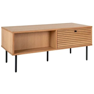 Altobuy Table basse 2 tiroirs effet tasseaux teinté chêne clair pas cher