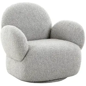 Comparateur de prix : Altobuy SWIVEL - Fauteuil en Tissu Bouclé Texturé Gris Clair Pivotant -