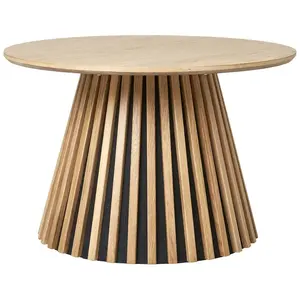 AltoBuy Dublin - table basse ronde pied central relief mdf placage chêne clair