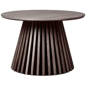ALTOBUY DUBLIN - Table basse Ronde Pied Central Relief MDF Placage Chêne fumé