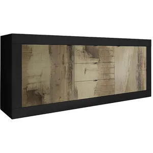 Comparateur de prix : ALTOBUY Otello - buffet 2 portes 3 tiroirs finition noir mat et aspect bois antik