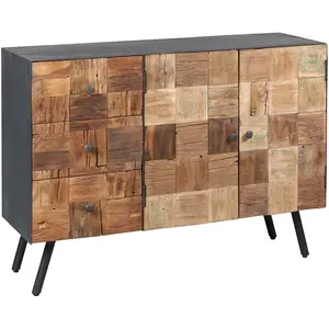 Comparateur de prix : FULBERT - Buffet 2 Portes 3 Tiroirs Acier et Bois Massif - Altobuy