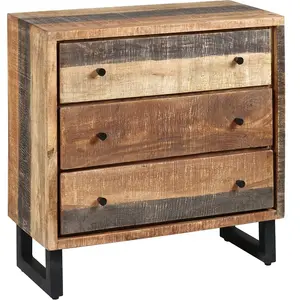 Comparateur de prix : Commode 3 Tiroirs - ALTOBUY - Odilon - Bois Massif - Style Industriel