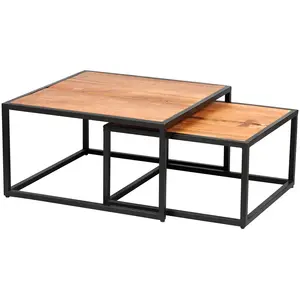 Comparateur de prix : GHITA - Lot de 2 Tables Basses Gigognes Métal et Bois - Altobuy
