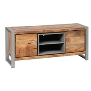 Comparateur de prix : Meuble TV - ALTOBUY - Palissa - Bois sombre - Acier patiné - 2 portes