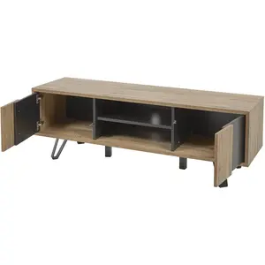 ALTOBUY CARSON - Meuble TV 2 Portes Effet Bois Naturel et Noir pas cher