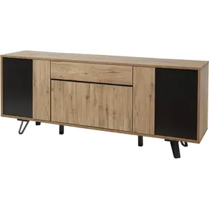 Comparateur de prix : Altobuy CARSON - Buffet 4 Portes 1 Tiroir Effet Bois Naturel et Noir