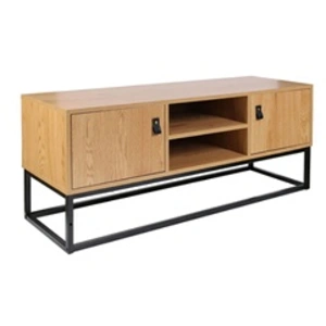 Meuble TV - ALTOBUY - Abril - 2 Portes - Aspect Bois et Pieds Métal pas cher
