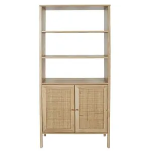 Altobuy MAYA - Buffet 2 Portes Effet Bois et Façades Rotin pas cher