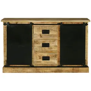 Comparateur de prix : Altobuy - sumatra - Buffet 2 Portes 3 Tiroirs Manguier et Métal Noir