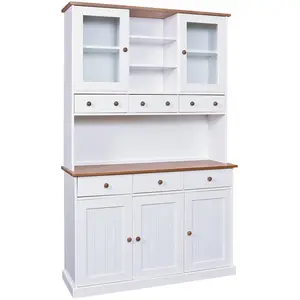 Comparateur de prix : ALTOBUY Buffet vaisselier 5 portes 6 tiroirs bois massif vernis sepia et blan