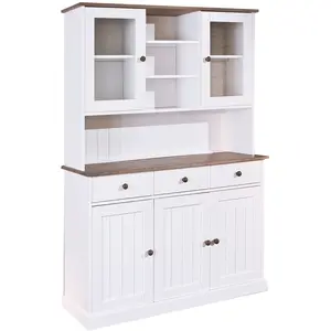 Comparateur de prix : ALTOBUY Buffet vaisselier 5 portes 3 tiroirs bois massif vernis sepia et blan