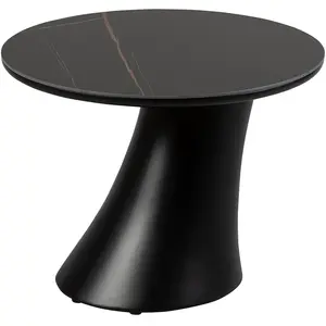 Comparateur de prix : Altobuy MAALA - Bout de Canapé Noir Plateau Céramique Marbré Pied en ABS -