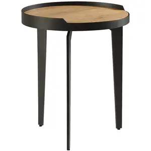 Comparateur de prix : Altobuy FLECHER - Bout de Canapé Plaqué Chêne Cadre Métal Gris Antrhacite