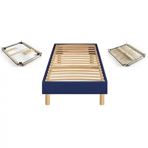 Comparateur de prix : Sommier - MERINOS - 90 x 200 cm - Chine bleu nuit - Montage facile - Confort médium