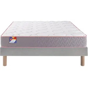 MERINOS Au lit 120x190 + sommier gris clair + pieds AULIT-E-1219-GCLA pas cher