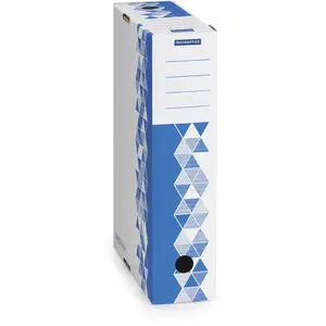 Boîte archives RAJA Premium - Dos 8 cm - Bleu pas cher