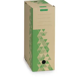 Raja MONDOFFICE Boîte archives carton recyclé - Dos 12 cm - Kraft pas cher