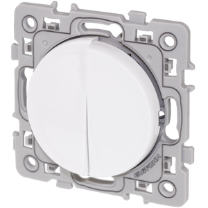 Interrupteur double bouton poussoir square 1 poste - 10a - 250v - blanc pas cher