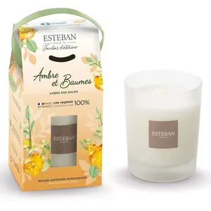 ESTEBAN Bougie parfumée rechargeable - Ambre et Baumes 180g pas cher