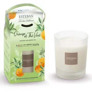 ESTEBAN Bougie parfumé rechargeable - Orange et Thé Vert 180GR pas cher