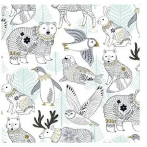 Tissu coton Dashwood metallic animaux d'hivers vendu au mètre - 0001 B...