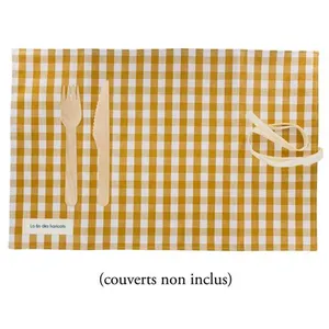 Kit set de table nomade en popeline Vichy(...) - Jaune (Vichy jaune)