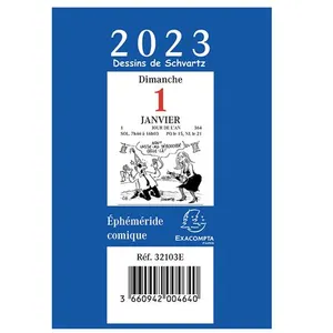 Bloc éphéméride 2025 Exacompta - Bleu - 6,5 x 9,7 cm - ComiqueVendu paramazon