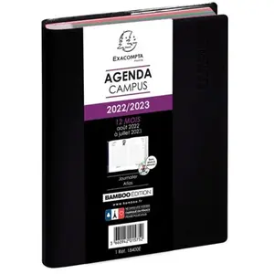 EXACOMPTA Agenda 1 jour/page Forum Campus 12,5x17,5cm 2024-2025 Septembre à septembre noir pas cher