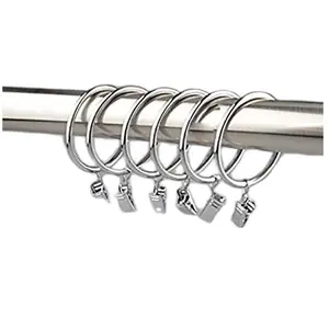 SECODIR 10 Anneaux pour Rideaux avec Pince ø 35mm Coloris - Nickel satine pas cher
