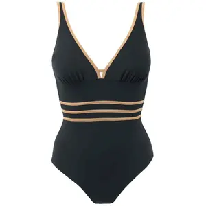 Maillot de bain 1 pièce classique plongeant Noir Janine RobinVendu paramazon