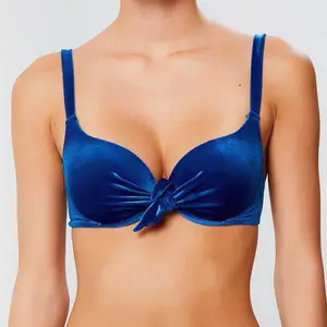 Janine Robin - Haut de maillot en Velours push-up Escale bleu pétrole ... pas cher