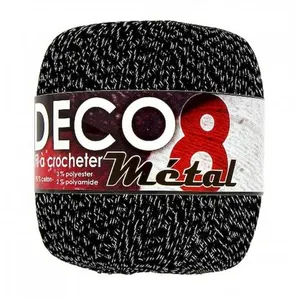 Coton à crocheter DECO 8M - Distrifil Noir (NOIR ARGENTE) - Noir (NOIR... pas cher
