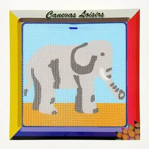 Kit compet Canevas - 15x15cm - Elephant gris - gros trous spécial débu...