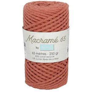 Non communiqué Fil macramé tressé - Terracotta - 3mm X 65m - 90% coton naturel recyclé pas cher