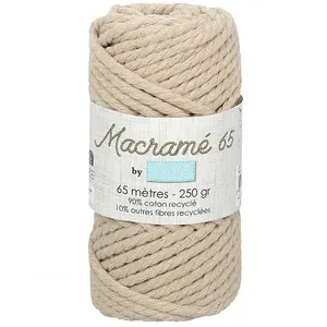 Non communiqué Fil macramé tressé - Naturel -3mm X 65m - 90% coton naturel recyclé