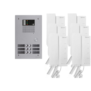 Kit visiophone collectif avec 6 écrans 2 rangées GOLMAR G2+ GKVG2P-206Vendu parbis-electric