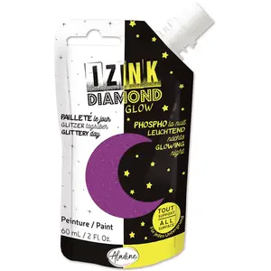 ALADINE Peinture pailletée phosphorescente Izink Diamond Glow 60 ml Violet pas cher