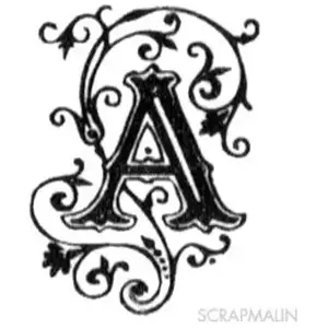Aladine Tampon bois - Alphabet arabesque A - 2,4 x 1,8 cm