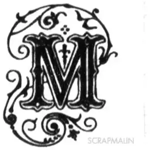 Aladine Tampon bois - Alphabet arabesque M - 2,4 x 1,9 cm
